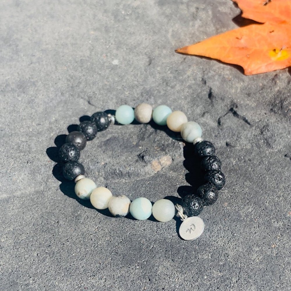 Amazonite Gemstone Diffuser Lava Rock Bracelet